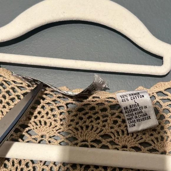 Marie y. Crochet vest Y2K beige size large top shirt with buttons - Picture 4 of 7